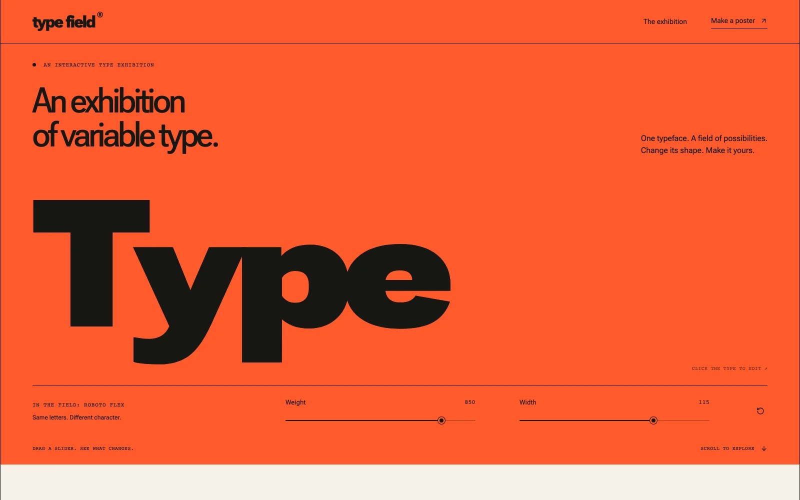 Type Field：橙色背景上的大字和字体调整控件